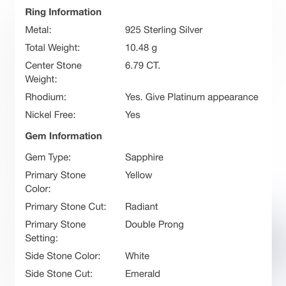 Emerald cut yellow ring - Picture 4 of 6